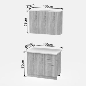 Kitchen module Festa I melamine in dark gray and sonoma color 100x60x85cm