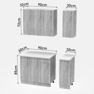 Kitchen module Festa Ii melamine in dark gray and sonoma color 120x60x85cm