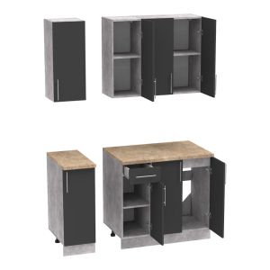 Kitchen module Festa Ii melamine in dark gray and sonoma color 120x60x85cm