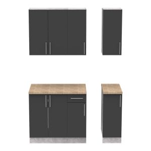 Kitchen module Festa Ii melamine in dark gray and sonoma color 120x60x85cm