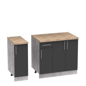 Kitchen module Festa Ii melamine in dark gray and sonoma color 120x60x85cm