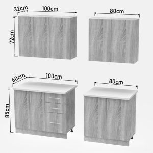 Kitchen module Festa V melamine in sonoma color 160x60x85cm