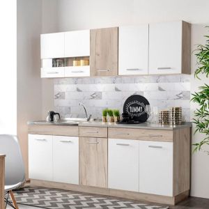 Modular kitchen set Dalila 80s white-oak color 80x51.5x206.5cm