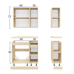 Kitchen modular set melamine and laminate sonoma color 120x47x84.8cm Hm2465.01