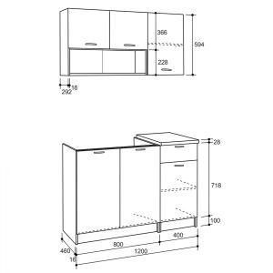 Kitchen modular set sonoma-white 46-29.2x120cm Hm2440