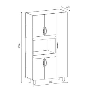 Kitchen cabinet Defne in white 89x37.5x160cm
