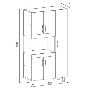 Kitchen cabinet Defne in white/walnut color 89x37.5x160cm