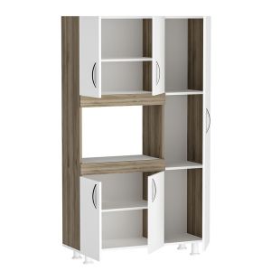 Kitchen cabinet Defne in white/walnut color 89x37.5x160cm
