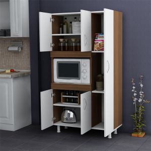 Kitchen cabinet Defne in white/walnut color 89x37.5x160cm