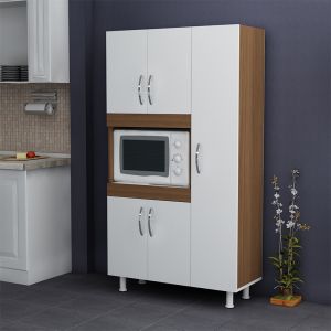 Kitchen cabinet Defne in white/walnut color 89x37.5x160cm
