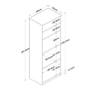 Rowan kitchen cabinet in white-sonoma shade 60x42x182 cm
