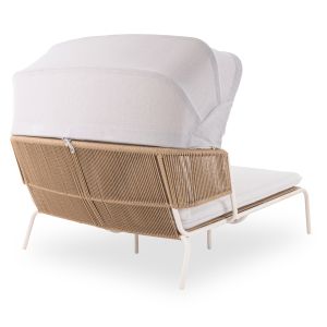Couch with tent Sanctum Sm6404.01 aluminum ivory color - beige wicker - white tent 146x168x80w