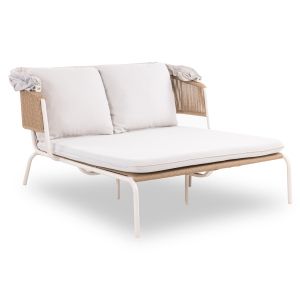 Couch with tent Sanctum Sm6404.01 aluminum ivory color - beige wicker - white tent 146x168x80w