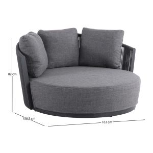 Daybed series Lorien Sm6413.02 aluminum rope cushions, blue 163x158.5x82h