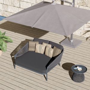 Daybed series Xantion Hm6474.01 dark gray aluminum-rope-olefin fabric 157x149x80cm.