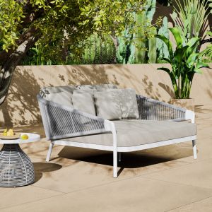 Daybed series Xantion Hm6474.02 white aluminum-rope-olefin fabric 157x149x80cm.