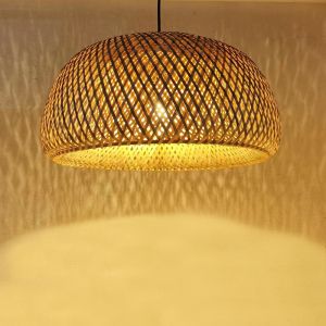 Ceiling lamp Karlo natural bamboo boho style D45x170cm