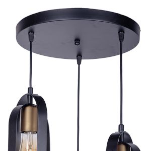 Ceiling lamp Tahmno for 3 bulbs black 30x3x31cm