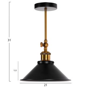 Ceiling or wall lamp black metal copper gold accents industrial style D21x31hcm Hm4121