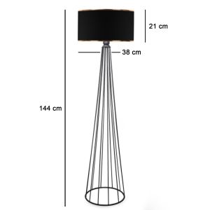 Lamp Firdo I E27 fabric-metal black 38x121cm