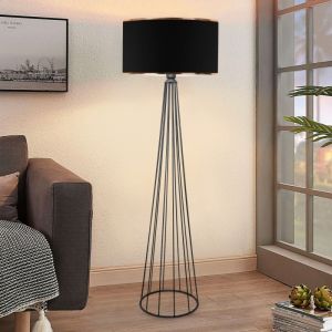 Lamp Firdo I E27 fabric-metal black 38x121cm