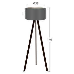 Black lamp, tripod, dark gray Hm7578,04 D38x145cm
