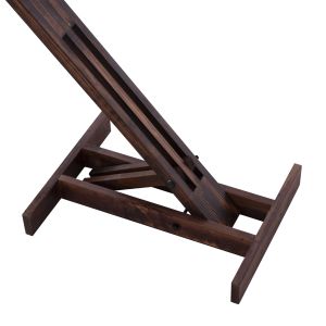Lantern with wooden stand, walnut color and beige cap 40x30x160y Hm7701,01