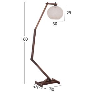 Lantern with wooden stand, walnut color and beige cap 40x30x160y Hm7701,01