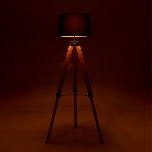 Tripod lantern with wooden stand D34-41x65x145cm