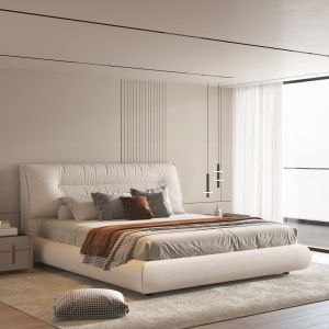 Ascott bed with storage space Sm736.03 cream fabric - for mattress 160x200cm.