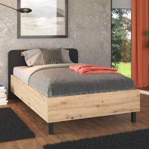 Bed Barletta 120 Artisan gray textile 131x213.5x85.5cm (120x200)