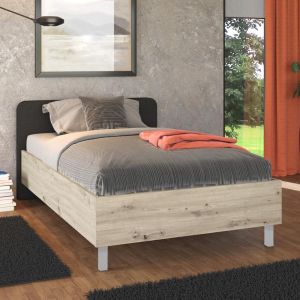 Bed Barletta 120 gray oak with gray textile 131x213.5x85.5cm (120x200)