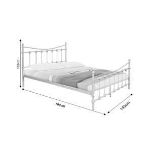Bed Beowulf white metal 140x190x102cm