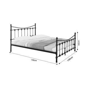 Bed Beowulf black metal 140x190x10cm
