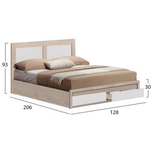 Capri bed Hm665,06 in sonoma-white with 2 drawers for mattress 120x200cm