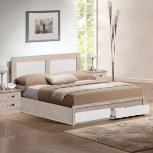 Capri bed Hm665,06 in sonoma-white with 2 drawers for mattress 120x200cm