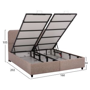 Dolores bed with storage Hm631,22 beige fabric, 160x200