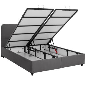 Dolores bed with storage in gray velvet Hm631.10
