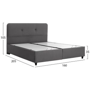 Dolores bed with storage in gray velvet Hm631.10