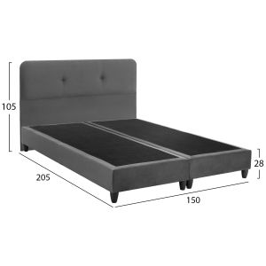 Dolores bed, gray velvet, Hm637.10