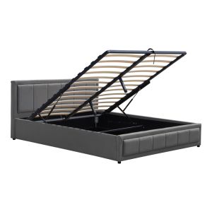 Huga bed with storage, velvet, anthracite 160x200cm