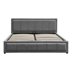 Huga bed with storage, velvet, anthracite 160x200cm