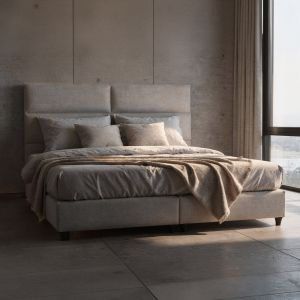Легло King-size Milo изработено от бежов плат Hm628.32 за матрак 180x200см.