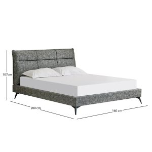 Bed Lignum Sm733.01 gray fabric - for mattress 160x200cm