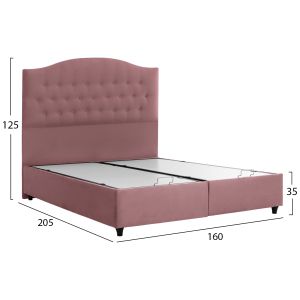 Malena bed with storage in pink velvet Hm624.12
