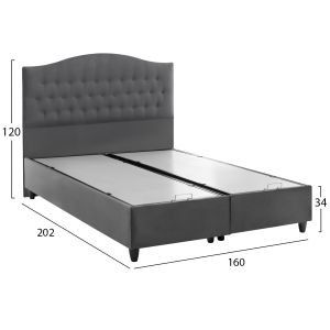 Malena grey quilted velvet bed with storage Hm624.10