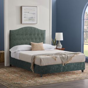Malena bed with green nubuck fabric Hm647.27