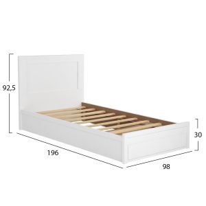 Bed Melany Hm346,05 with 1 drawer, white, dimensions 90x190cm