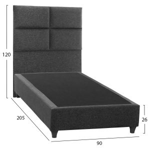 Bed Milo Hm652,01 gray fabric 90x200