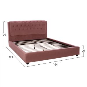 Bed Odalys 150x200 pink velvet Hm549.12
